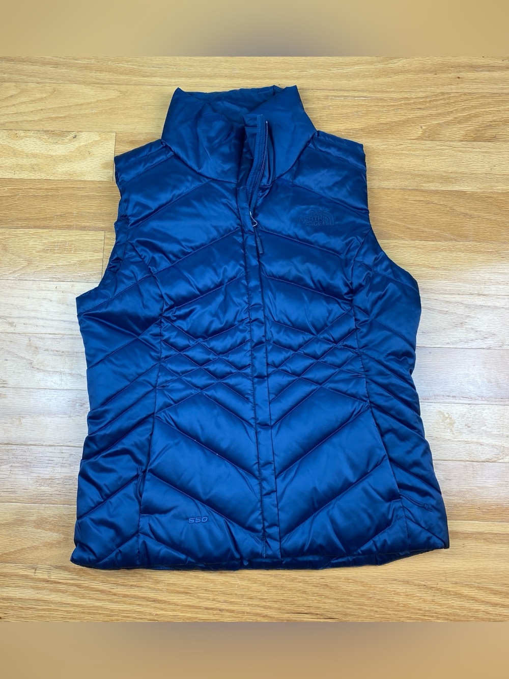 The North Face Womens Aconcagua 550 Down Puffer Vest Navy Blue Small Causal